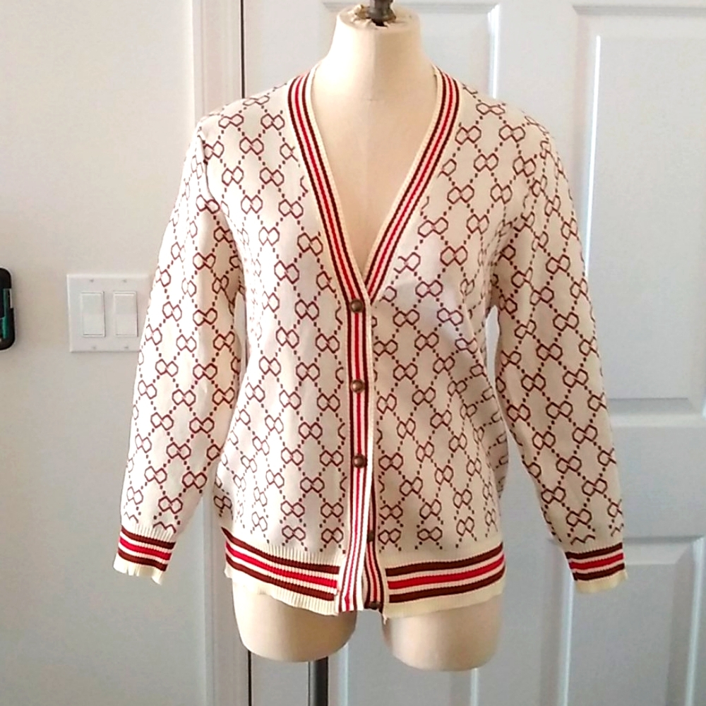 Bow Loop Print Cardigan - Picture 1 of 6